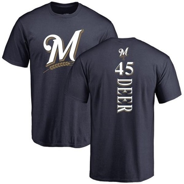 Men's Milwaukee Brewers Rob Deer ＃45 Backer T-Shirt - Navy