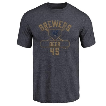 Men's Milwaukee Brewers Rob Deer ＃45 Base Runner T-Shirt - Navy