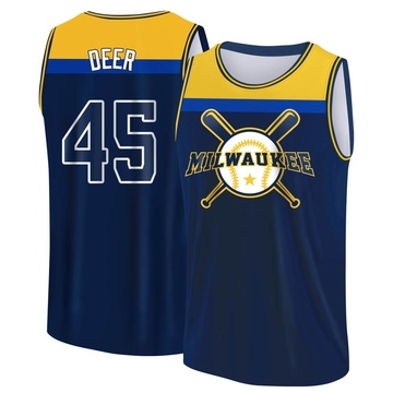 Men's Milwaukee Brewers Rob Deer ＃45 Legend Baseball Tank Top - Navy/Yellow