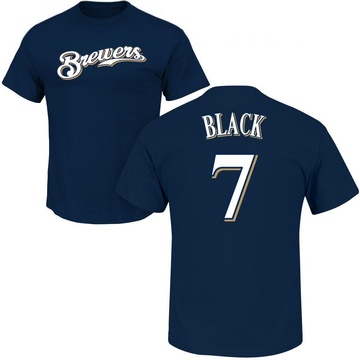 Men's Milwaukee Brewers Tyler Black ＃7 Roster Name & Number T-Shirt - Navy