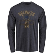 Men's Milwaukee Brewers Tyler Jay ＃54 Base Runner Long Sleeve T-Shirt - Navy