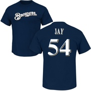 Men's Milwaukee Brewers Tyler Jay ＃54 Roster Name & Number T-Shirt - Navy