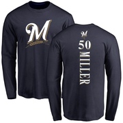 Men's Milwaukee Brewers Tyson Miller ＃50 Backer Long Sleeve T-Shirt - Navy