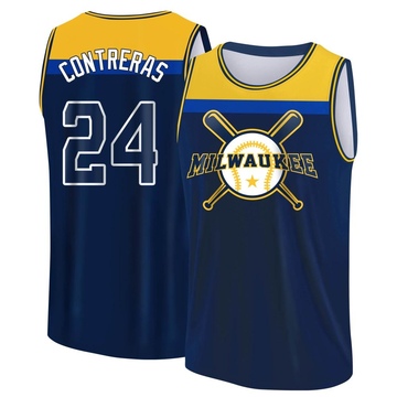 Men's Milwaukee Brewers William Contreras ＃24 Legend Baseball Tank Top - Navy/Yellow