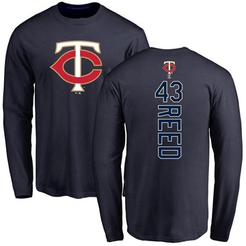 Men's Minnesota Twins Addison Reed ＃43 Backer Long Sleeve T-Shirt - Navy