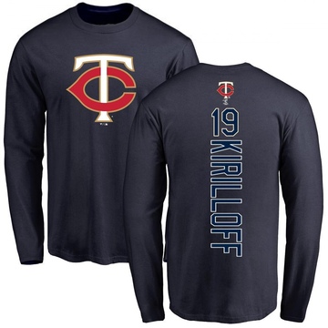 Men's Minnesota Twins Alex Kirilloff ＃19 Backer Long Sleeve T-Shirt - Navy