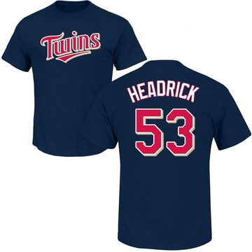 Men's Minnesota Twins Brent Headrick ＃53 Roster Name & Number T-Shirt - Navy