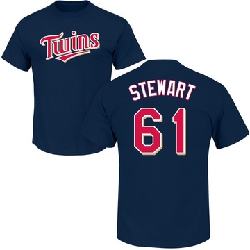 Men's Minnesota Twins Brock Stewart ＃61 Roster Name & Number T-Shirt - Navy