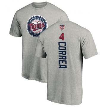 Men's Minnesota Twins Carlos Correa ＃4 Backer T-Shirt Ash