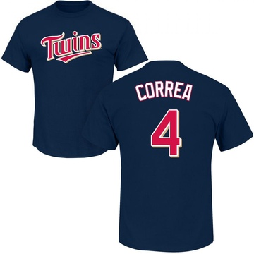 Men's Minnesota Twins Carlos Correa ＃4 Roster Name & Number T-Shirt - Navy