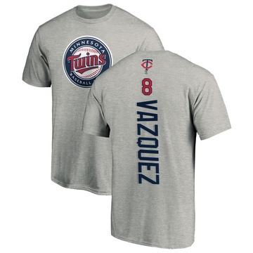 Men's Minnesota Twins Christian Vazquez ＃8 Backer T-Shirt Ash