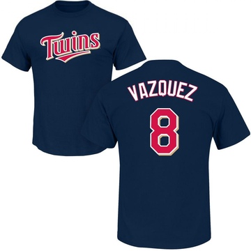 Men's Minnesota Twins Christian Vazquez ＃8 Roster Name & Number T-Shirt - Navy