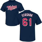 Men's Minnesota Twins Cody Stashak ＃61 Roster Name & Number T-Shirt - Navy