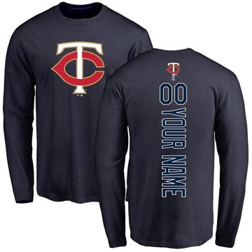 Men's Minnesota Twins Custom ＃00 Backer Long Sleeve T-Shirt - Navy