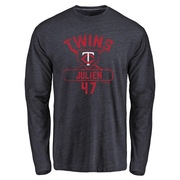 Men's Minnesota Twins Edouard Julien ＃47 Base Runner Long Sleeve T-Shirt - Navy