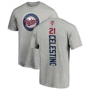 Men's Minnesota Twins Gilberto Celestino ＃21 Backer T-Shirt Ash