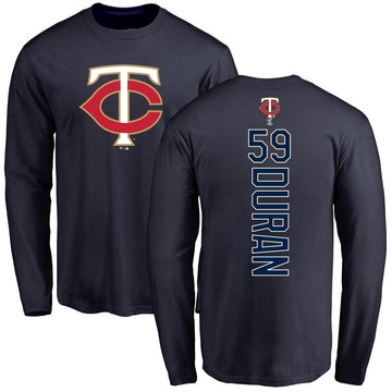 Men's Minnesota Twins Jhoan Duran ＃59 Backer Long Sleeve T-Shirt - Navy