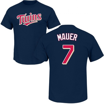 Men's Minnesota Twins Joe Mauer ＃7 Roster Name & Number T-Shirt - Navy