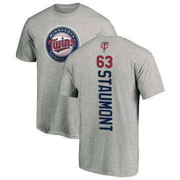 Men's Minnesota Twins Josh Staumont ＃63 Backer T-Shirt Ash