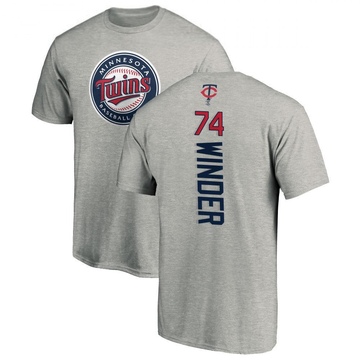 Men's Minnesota Twins Josh Winder ＃74 Backer T-Shirt Ash