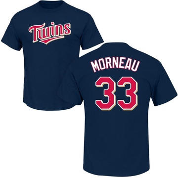 Men's Minnesota Twins Justin Morneau ＃33 Roster Name & Number T-Shirt - Navy