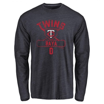 Men's Minnesota Twins Marco Raya ＃0 Base Runner Long Sleeve T-Shirt - Navy