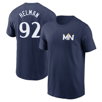 Men's Minnesota Twins Michael Helman ＃92 2024 City Connect Fuse Name & Number T-Shirt - Navy