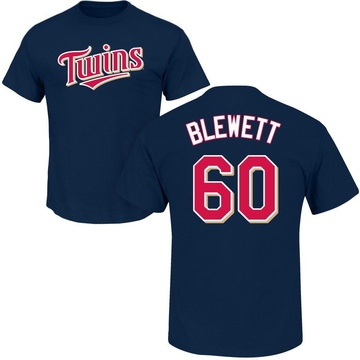 Men's Minnesota Twins Scott Blewett ＃60 Roster Name & Number T-Shirt - Navy