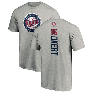 Men's Minnesota Twins Steven Okert ＃16 Backer T-Shirt Ash