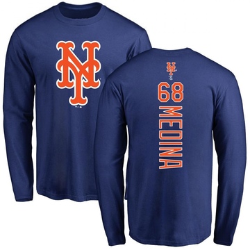 Men's New York Mets Adonis Medina ＃68 Backer Long Sleeve T-Shirt - Royal