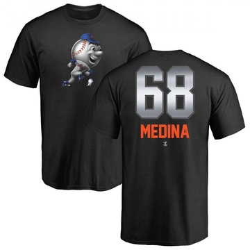 Men's New York Mets Adonis Medina ＃68 Midnight Mascot T-Shirt - Black