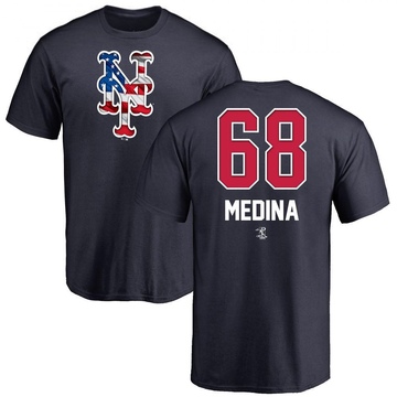 Men's New York Mets Adonis Medina ＃68 Name and Number Banner Wave T-Shirt - Navy