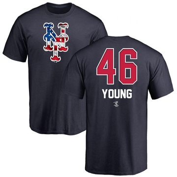 Men's New York Mets Alex Young ＃46 Name and Number Banner Wave T-Shirt - Navy