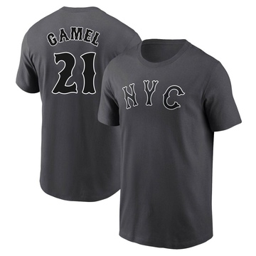 Men's New York Mets Ben Gamel ＃21 Game Ben l Graphite 2024 City Connect Fuse Name & Number T-Shirt