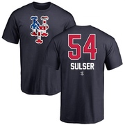 Men's New York Mets Cole Sulser ＃54 Name and Number Banner Wave T-Shirt - Navy