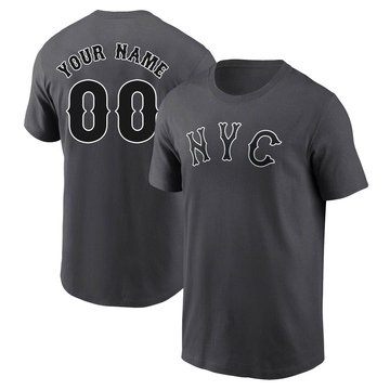 Men's New York Mets Custom ＃00 Graphite 2024 City Connect Fuse Name & Number T-Shirt