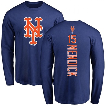 Men's New York Mets Danny Mendick ＃15 Backer Long Sleeve T-Shirt - Royal