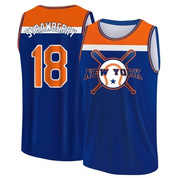 Men's New York Mets Darryl Strawberry ＃18 Legend Baseball Tank Top - Royal/Orange