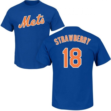 Men's New York Mets Darryl Strawberry ＃18 Roster Name & Number T-Shirt - Royal