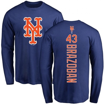 Men's New York Mets Huascar Brazoban ＃43 Backer Long Sleeve T-Shirt - Royal