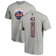 Men's New York Mets Huascar Brazoban ＃43 Backer T-Shirt Ash