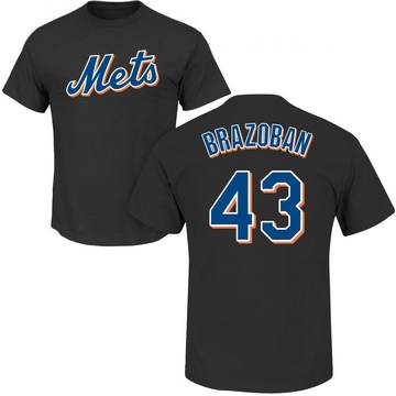 Men's New York Mets Huascar Brazoban ＃43 Roster Name & Number T-Shirt - Black