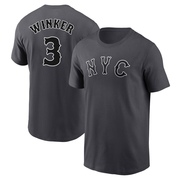 Men's New York Mets Jesse Winker ＃3 Graphite 2024 City Connect Fuse Name & Number T-Shirt