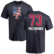 Men's New York Mets Jimmy Yacabonis ＃73 Name and Number Banner Wave T-Shirt - Navy