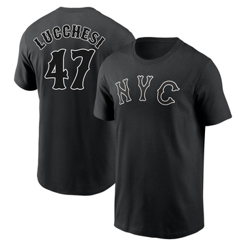 Men's New York Mets Joey Lucchesi ＃47 2024 City Connect Name & Number T-Shirt - Black