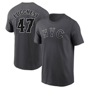 Men's New York Mets Joey Lucchesi ＃47 Graphite 2024 City Connect Fuse Name & Number T-Shirt