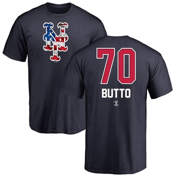 Men's New York Mets Jose Butto ＃70 Name and Number Banner Wave T-Shirt - Navy