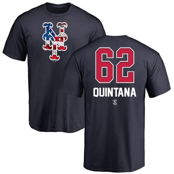 Men's New York Mets Jose Quintana ＃62 Name and Number Banner Wave T-Shirt - Navy