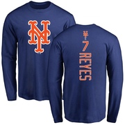 Men's New York Mets Jose Reyes ＃7 Backer Long Sleeve T-Shirt - Royal