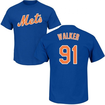 Men's New York Mets Josh Walker ＃91 Roster Name & Number T-Shirt - Royal